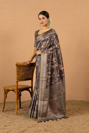 Timeless Dark Grey Diya Silk Saree