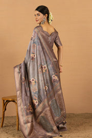 Regal Wine Saree with Jacquard Elegance