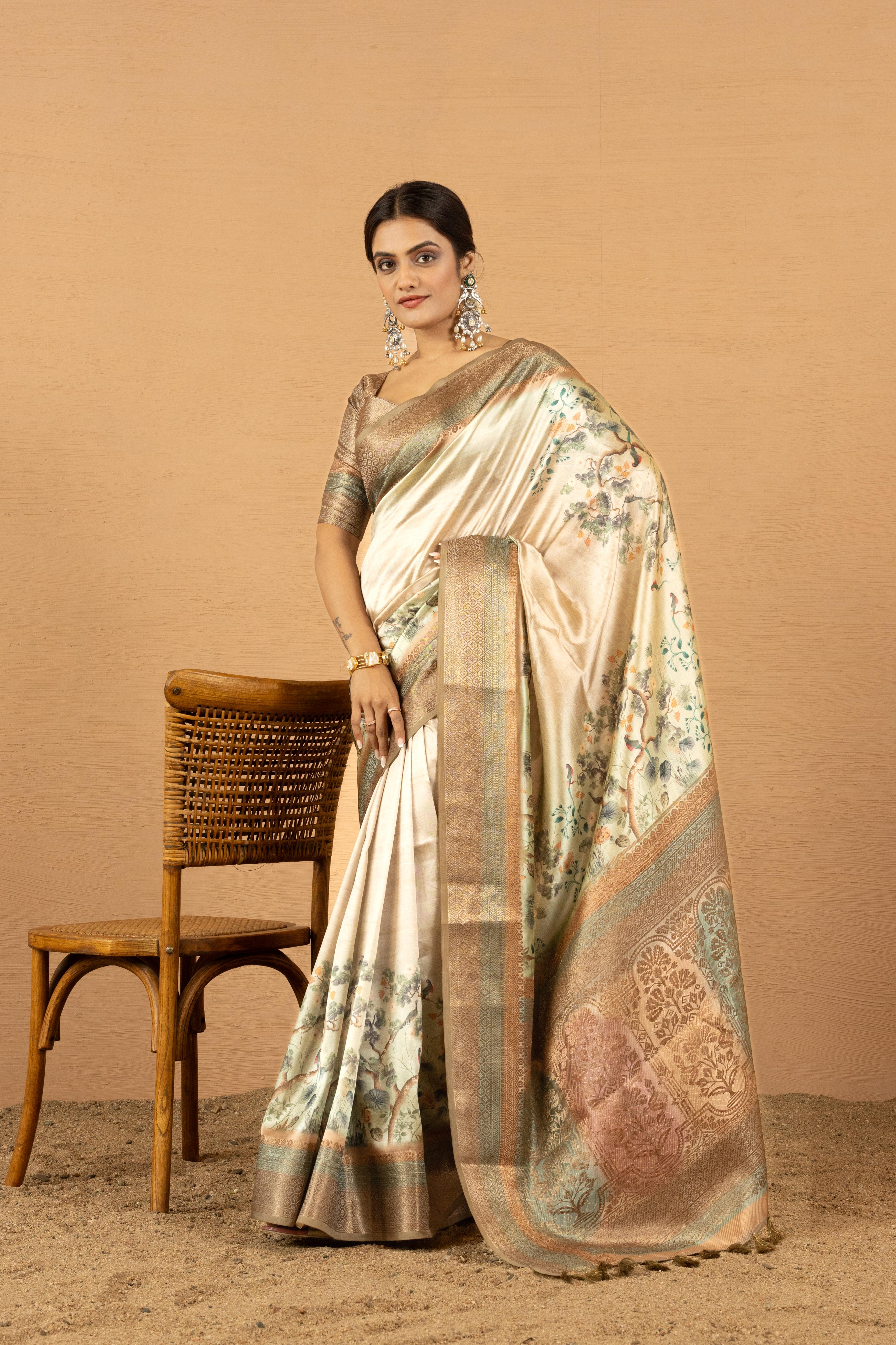 Royal Pista Silk Saree with Jacquard Border