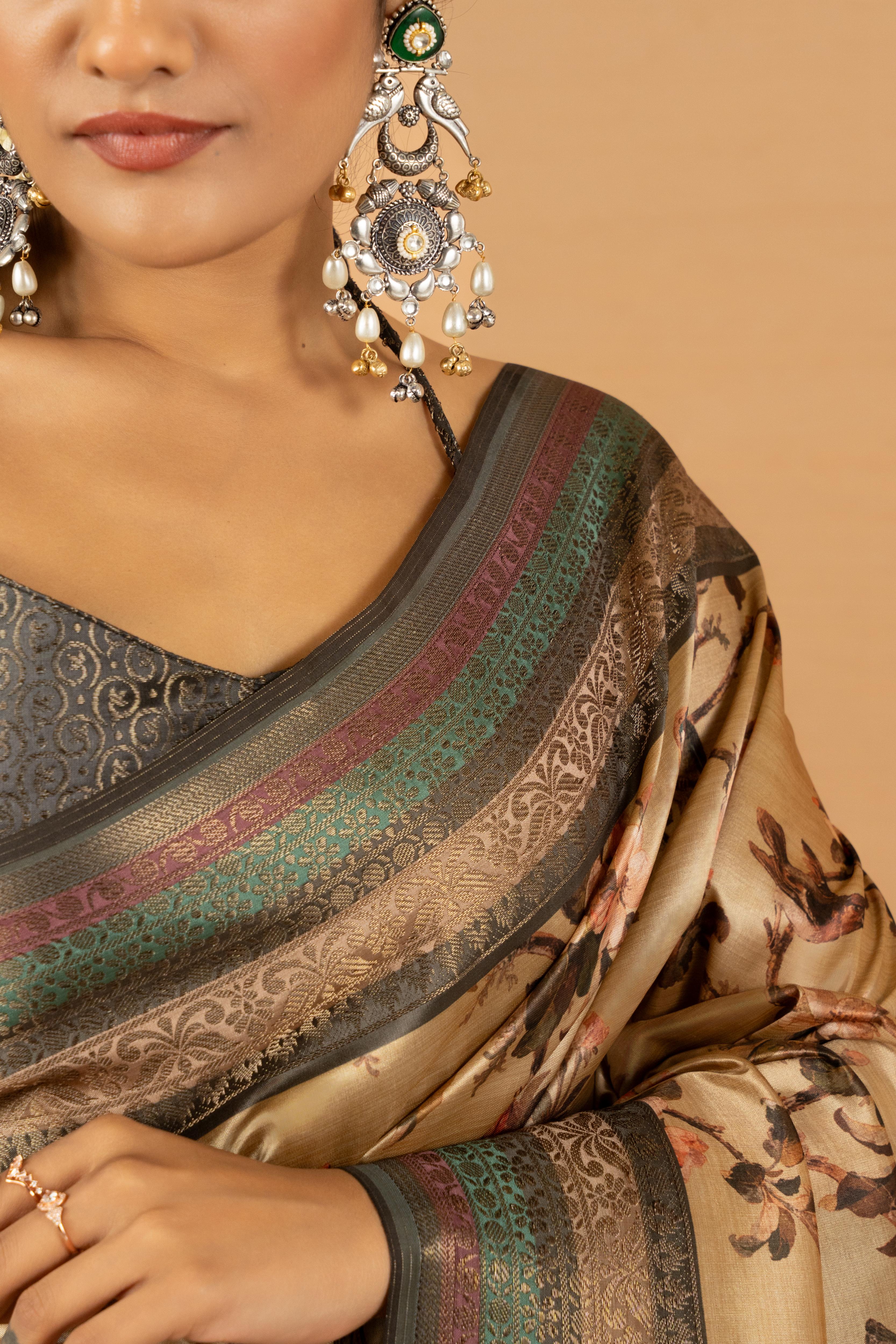 Sophisticated Orange Diya Silk with Jacquard