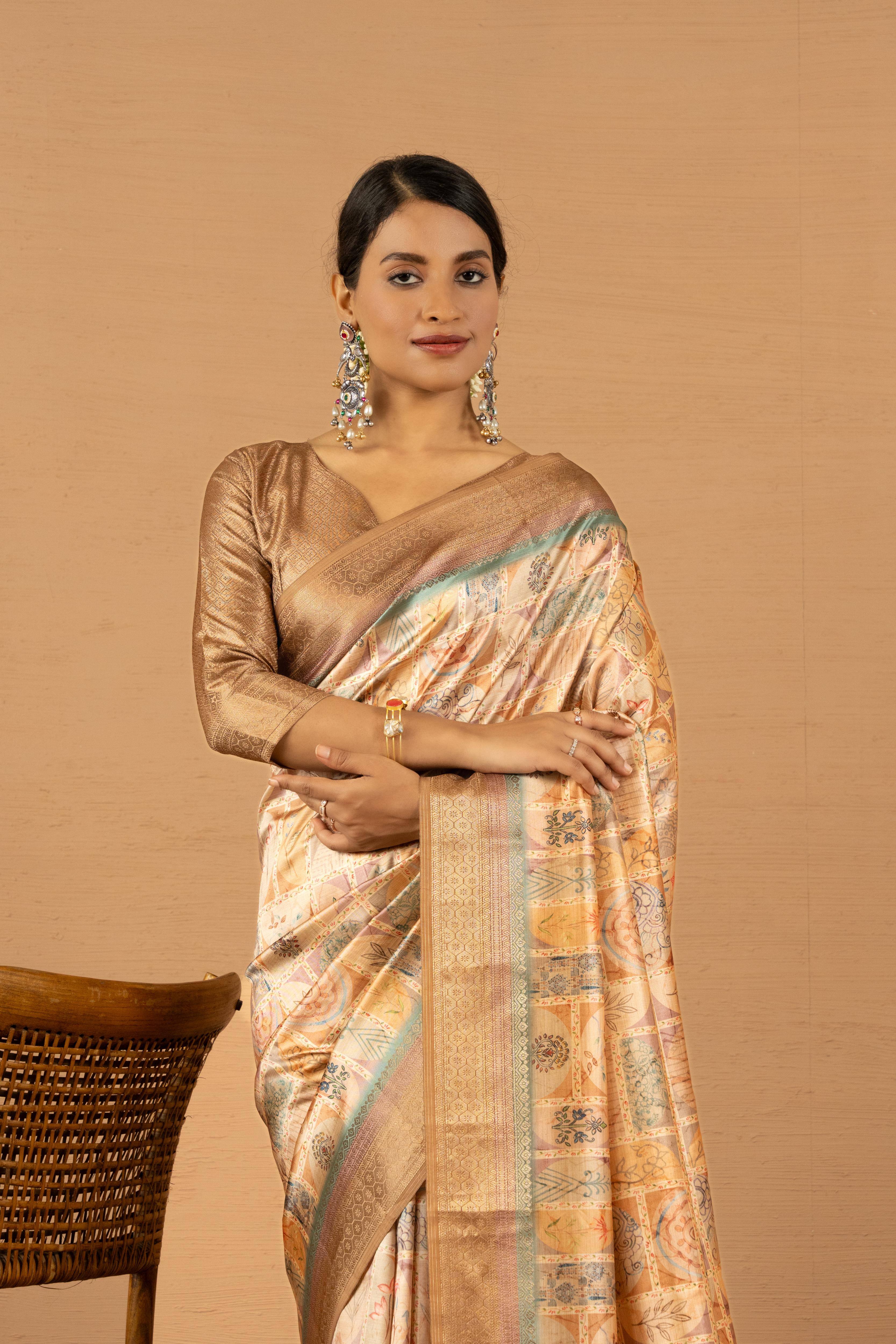 Richly Designed Chiku Saree with Jacquard Border