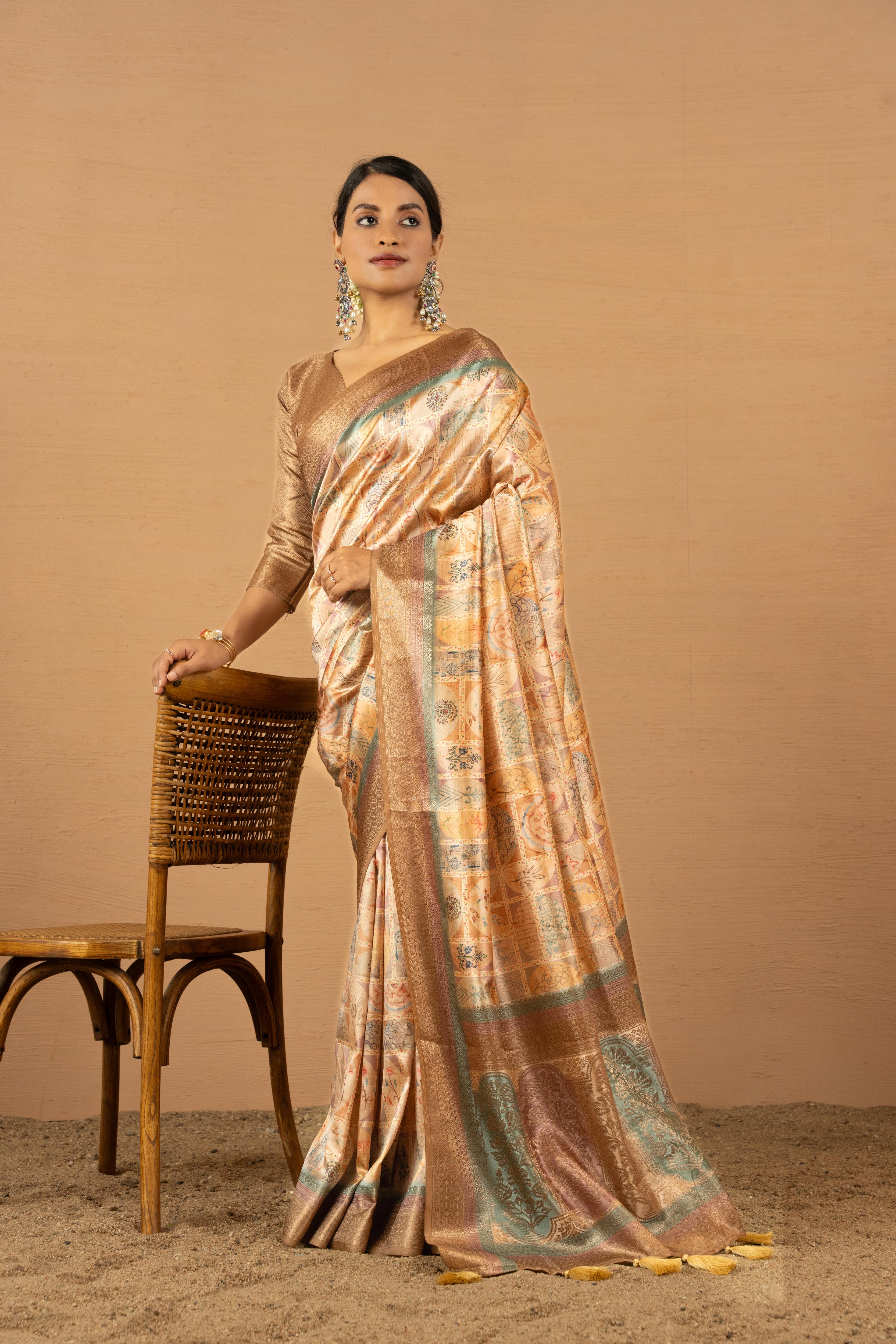 Richly Designed Chiku Saree with Jacquard Border