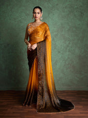 Sophisticated Mustard Saree with Fine Embroidery