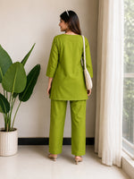 Green Cotton Thread Work Co-ord Set sedora couture