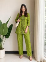 Green Cotton Thread Work Co-ord Set sedora couture