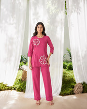 Pink Cotton Thread Work Co-ord Set sedora couture