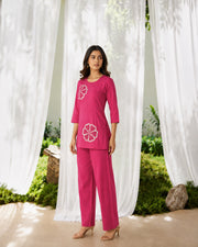 Pink Cotton Thread Work Co-ord Set sedora couture