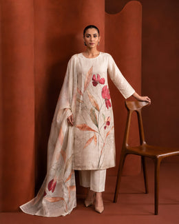 Cream Cotton Bead Work Kurta Set sedora couture