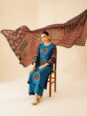 Blue Cotton Ajrak print Kurta Set sedoracouture