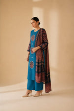 Blue Cotton Ajrak print Kurta Set sedoracouture