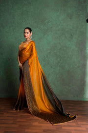 Sophisticated Mustard Saree with Fine Embroidery
