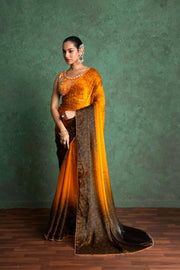 Sophisticated Mustard Saree with Fine Embroidery
