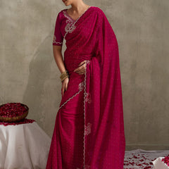 Maroon NC Moss Saree with Jarkhan Embroidery sedoracouture